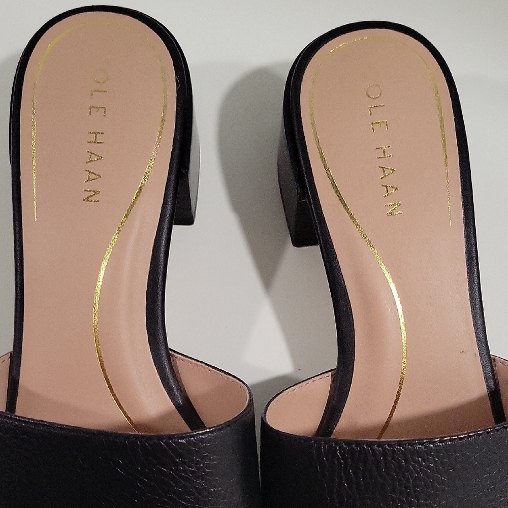 Cole Haan Black Leather Mules